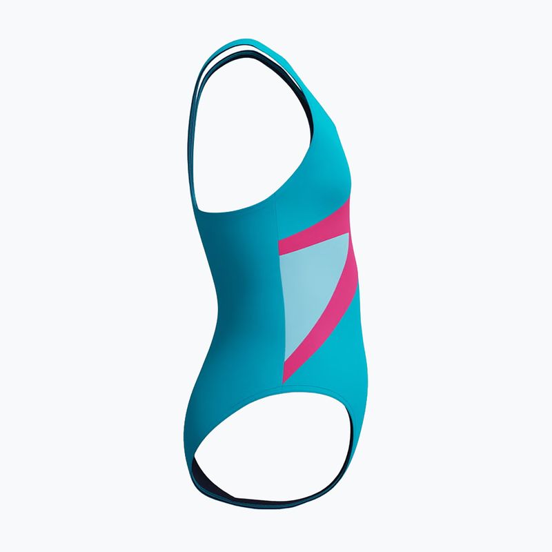 Vaikiškas vientisas plaukimo kostiumėlis Speedo Hyperboom Butterfly Back mayan blue/margarita pink 4