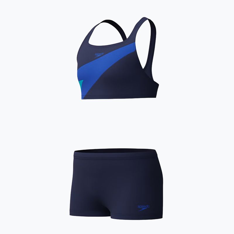 Vaikiškas dviejų dalių plaukimo kostiumėlis Speedo Hyperboom Butterfly Back peacoat/deep sapphire 4
