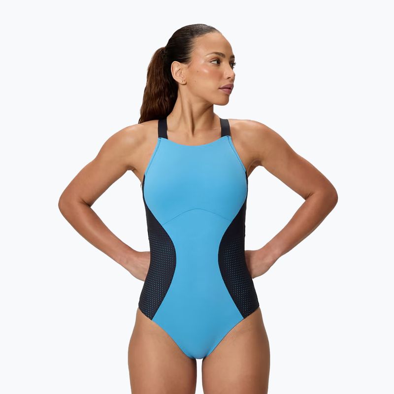 Moteriškas vientisas plaukimo kostiumėlis Speedo Sculpture High Neck Contour