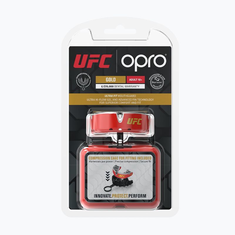 Žandikaulio apsauga Opro UFC Gold GEN2 red/silver/gold 2