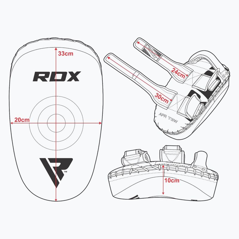 RDX T3 Muay Thai treniruočių skydas Kick Pads baltos/juodos spalvos 6