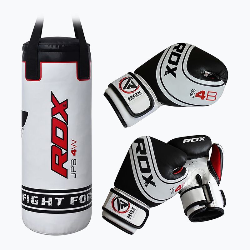 RDX Punch Bag 2 vnt. vaikiškas bokso maišas + pirštinių rinkinys baltas 3JPB-4W-2FT