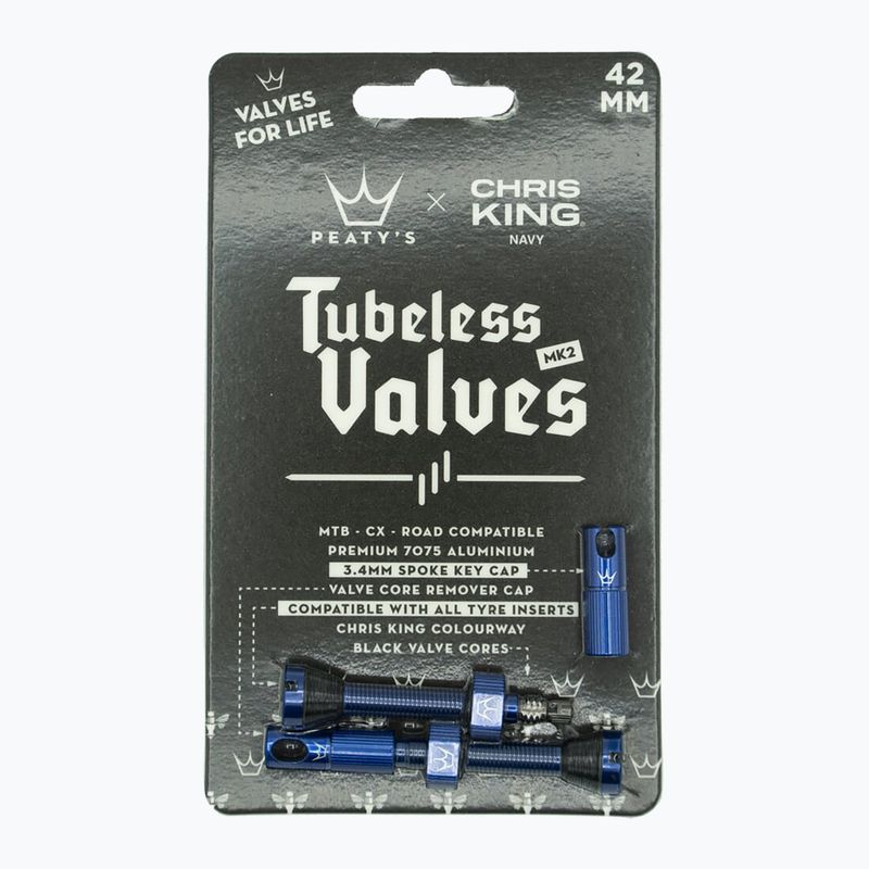 Vožtuvų komplektas presta Peaty's X Chris King MK2 Tubeless Valves 42 mm navy 2