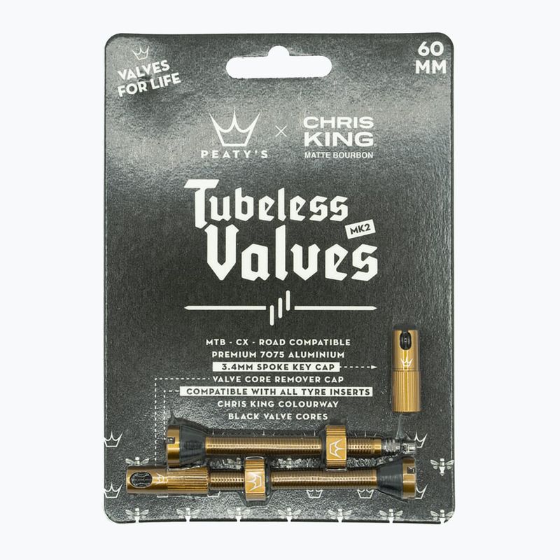Vožtuvų komplektas presta Peaty's X Chris King MK2 Tubeless Valves 60 mm bourbon 2