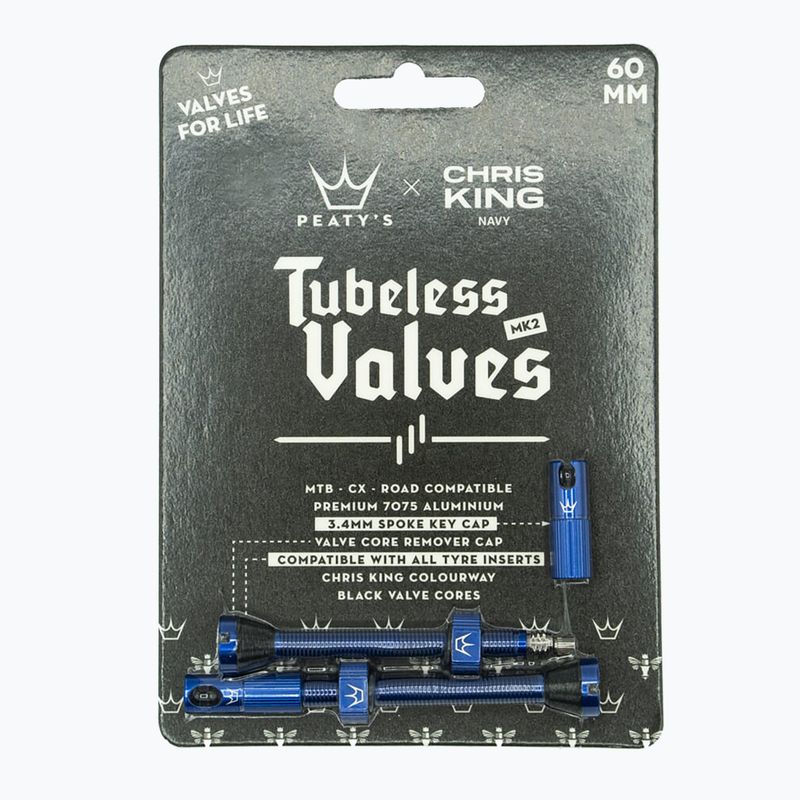 Vožtuvų komplektas presta Peaty's X Chris King MK2 Tubeless Valves 60 mm navy 2