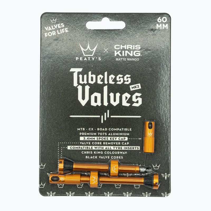 Vožtuvų komplektas presta Peaty's X Chris King MK2 Tubeless Valves 60 mm mango 2