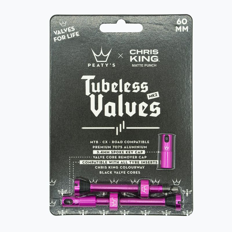 Peaty's X Chris King Mk2 Tubeless Valves presta vožtuvų rinkinys PTV2-60-PUN-12 rožinis 83788 2