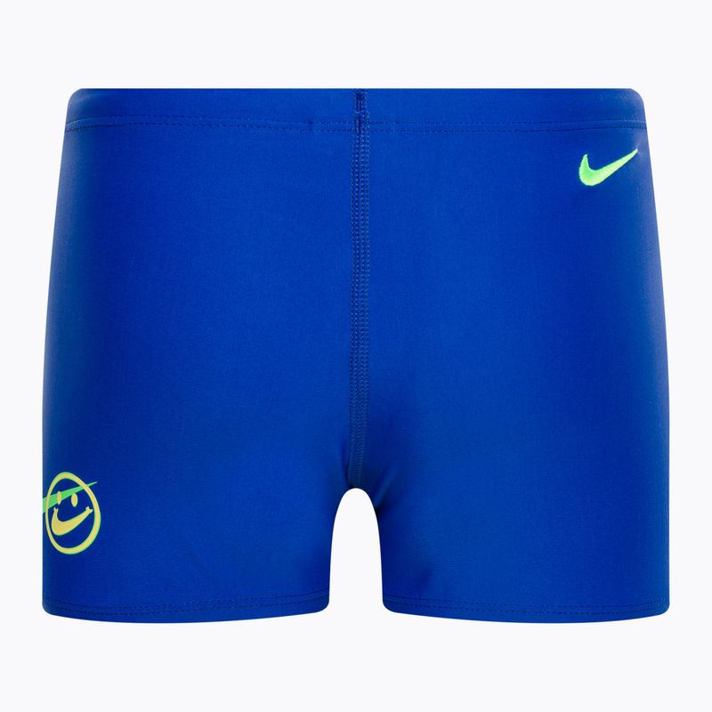 Nike daugiafunkciniai logotipai su kvadratinėmis kojomis, mėlynos spalvos, vaikiški maudymosi bokseriai NESSD042-494