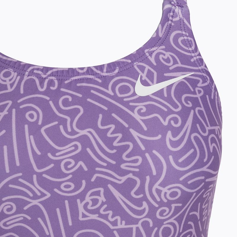 Moteriškas vientisas maudymosi kostiumėlis Nike Hydrastrong Multi Print Fastback space purple 3