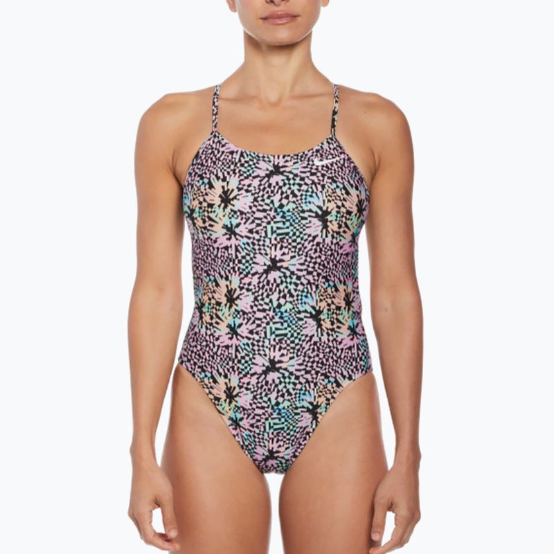 Moteriškas vientisas maudymosi kostiumėlis Nike Hydrastrong Multi Print pink bloom 4