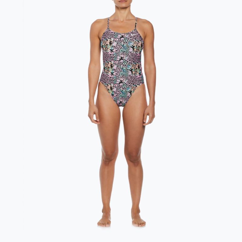 Moteriškas vientisas maudymosi kostiumėlis Nike Hydrastrong Multi Print pink bloom 7
