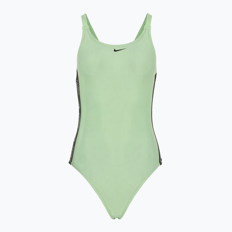 Moteriškas vientisas maudymosi kostiumėlis Nike Logo Tape Fastback vapor green