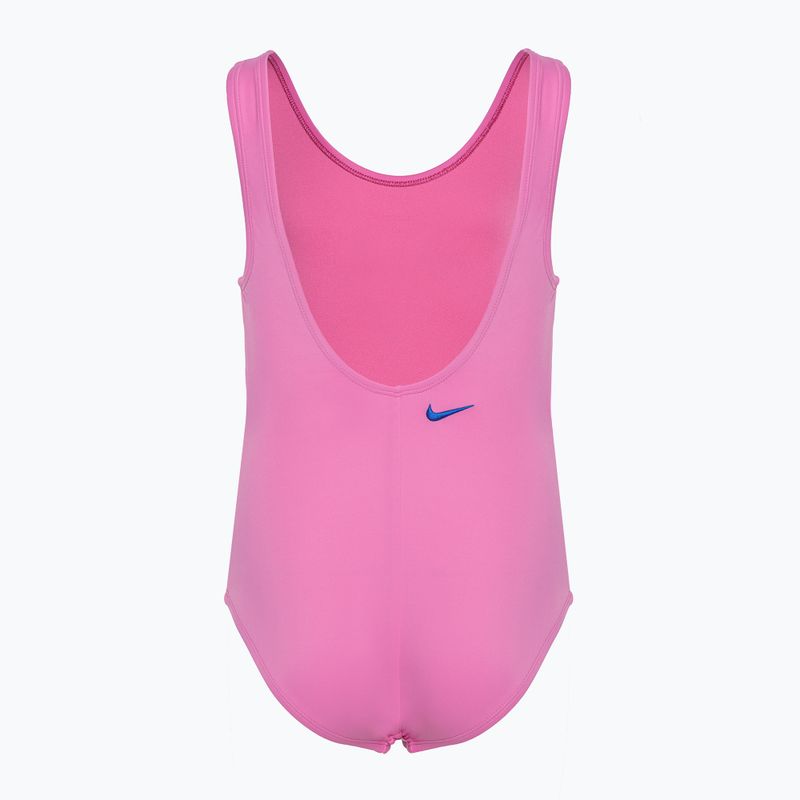 Vaikiškas vientisas plaukimo kostiumas Nike Multi Logo U-Back playful pink 2