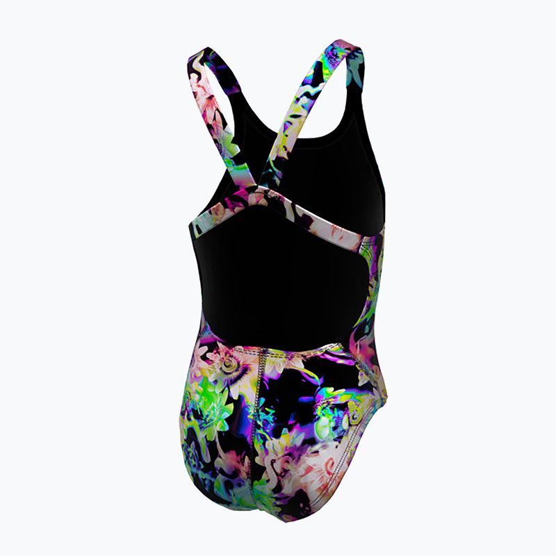 Vaikiškas vientisas plaukimo kostiumas Nike Hydrastrong Multi Print Fastback rainbow 2