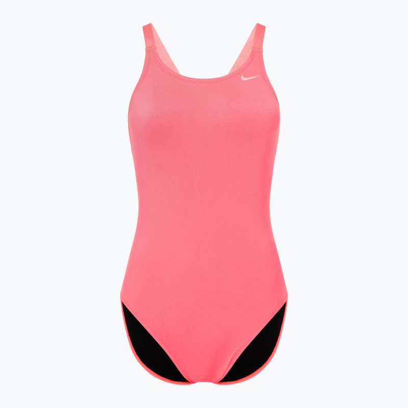 Moteriškas vientisas plaukimo kostiumas Nike Hydrastrong Solid Fastback hot punch