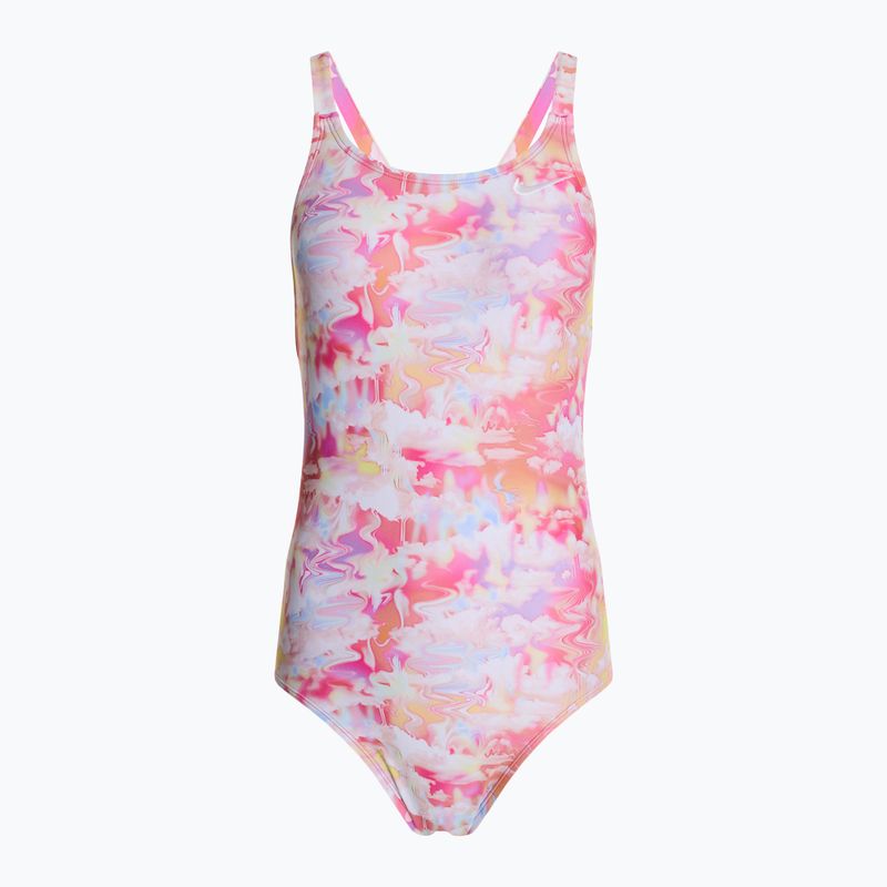 Moteriškas vientisas plaukimo kostiumas Nike Hydrastrong Multi Print Fastback warm multi