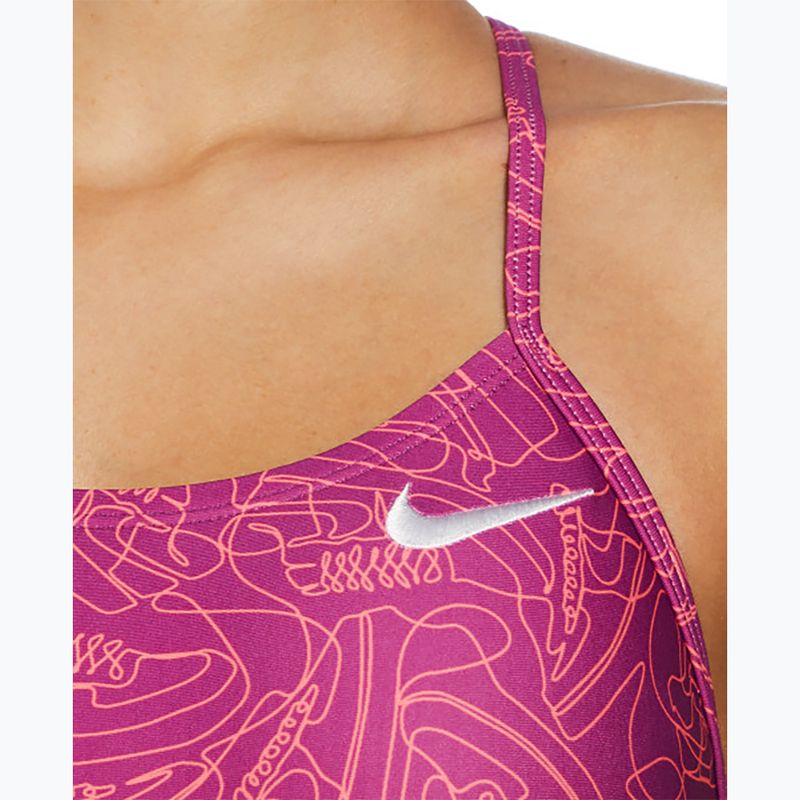 Moteriškas vientisas plaukimo kostiumas Nike Hydrastrong Multi Print Cutout hot fuchsia 4