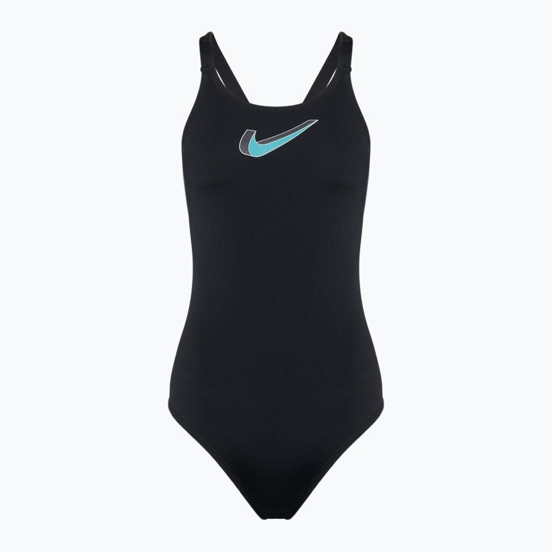 Moteriškas vientisas plaukimo kostiumas Nike Hydrastrong 3D Swoosh Fastback black