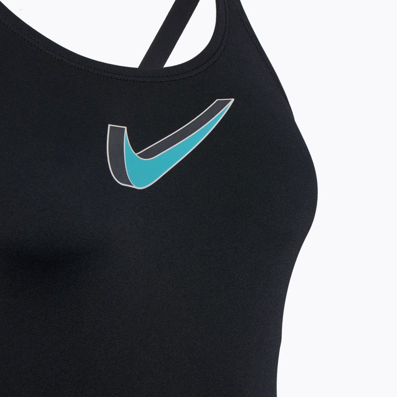 Moteriškas vientisas plaukimo kostiumas Nike Hydrastrong 3D Swoosh Fastback black 3