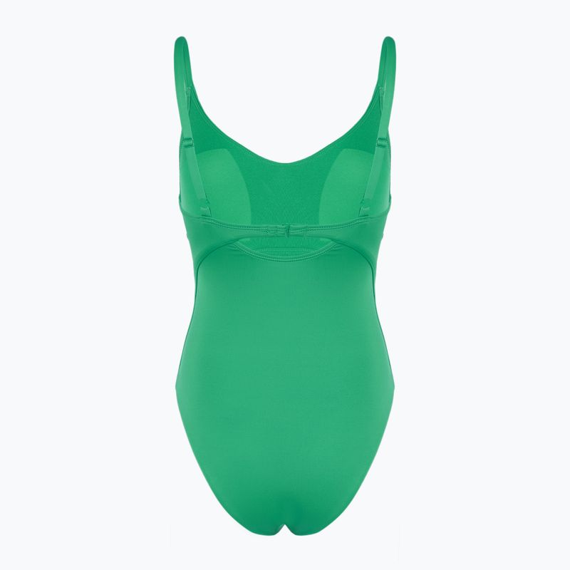 Vientisas moteriškas plaukimo kostiumas Nike Essential V-Neck stadium green 2
