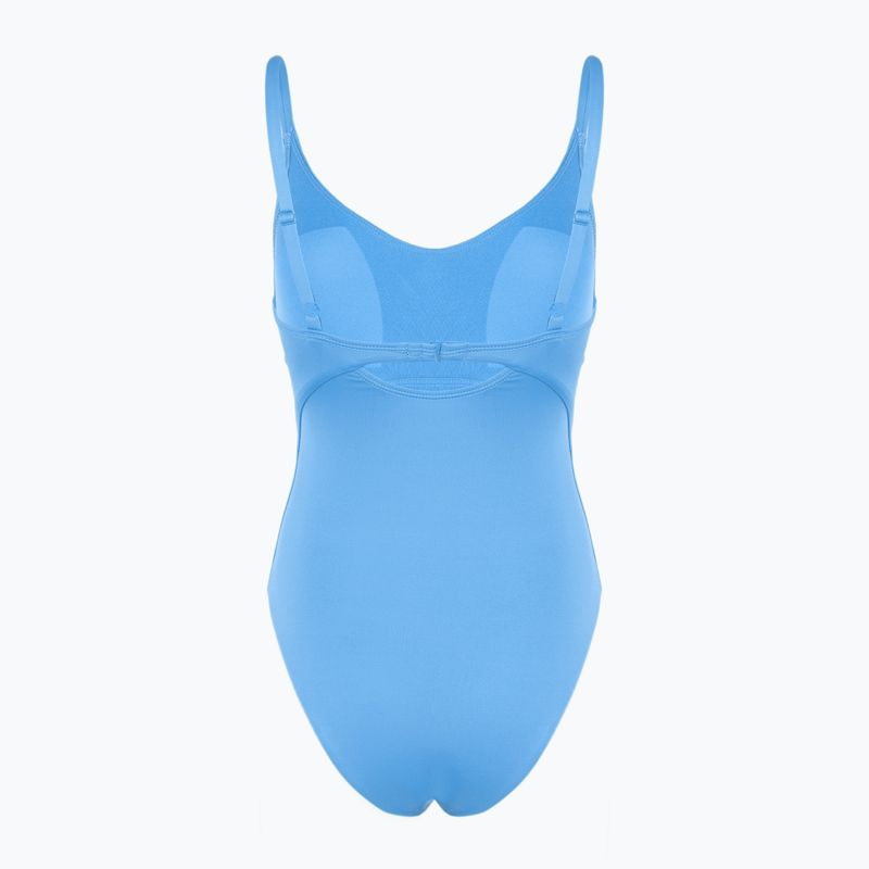 Vientisas moteriškas plaukimo kostiumas Nike Essential V-Neck university blue 2