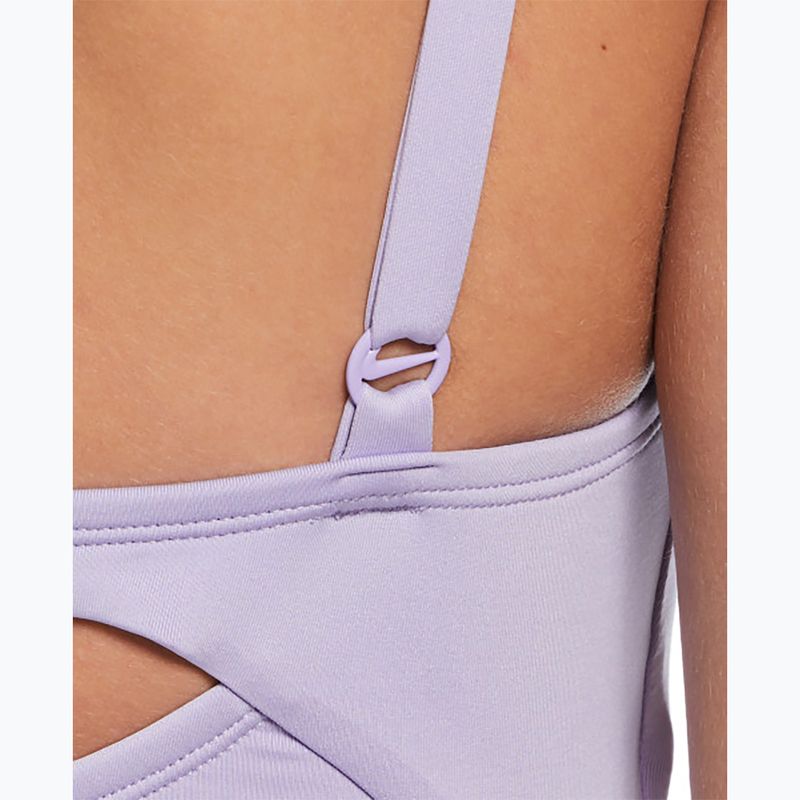 Vientisas moteriškas plaukimo kostiumas Nike Essential V-Neck hydrangeas 5