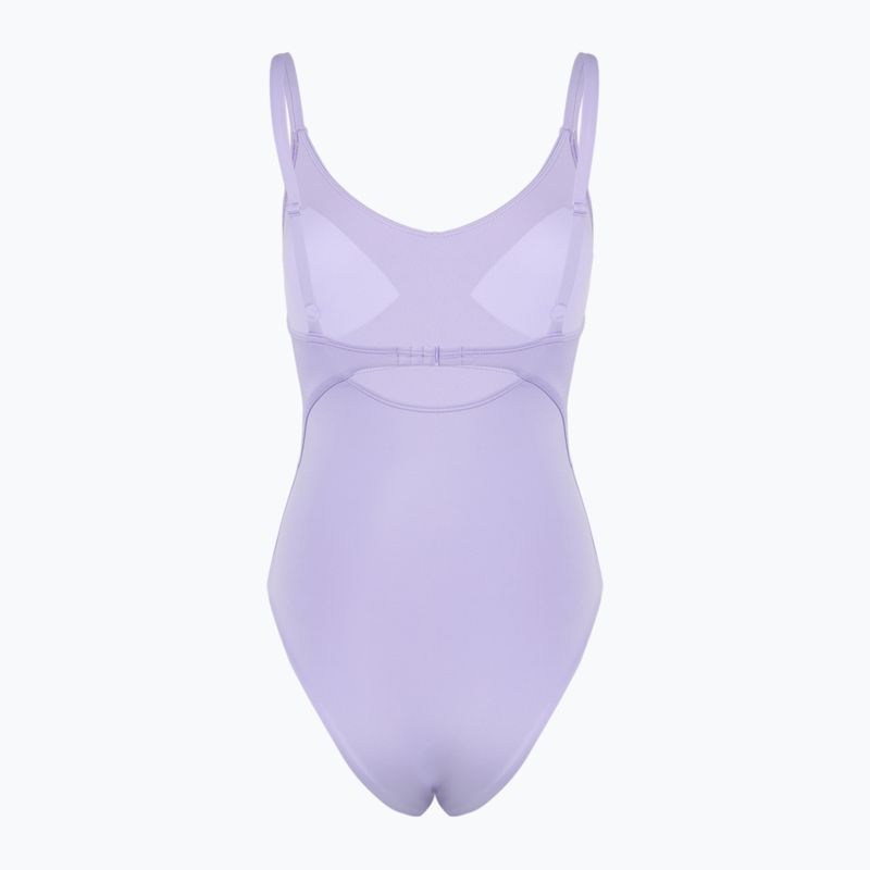 Vientisas moteriškas plaukimo kostiumas Nike Essential V-Neck hydrangeas 2