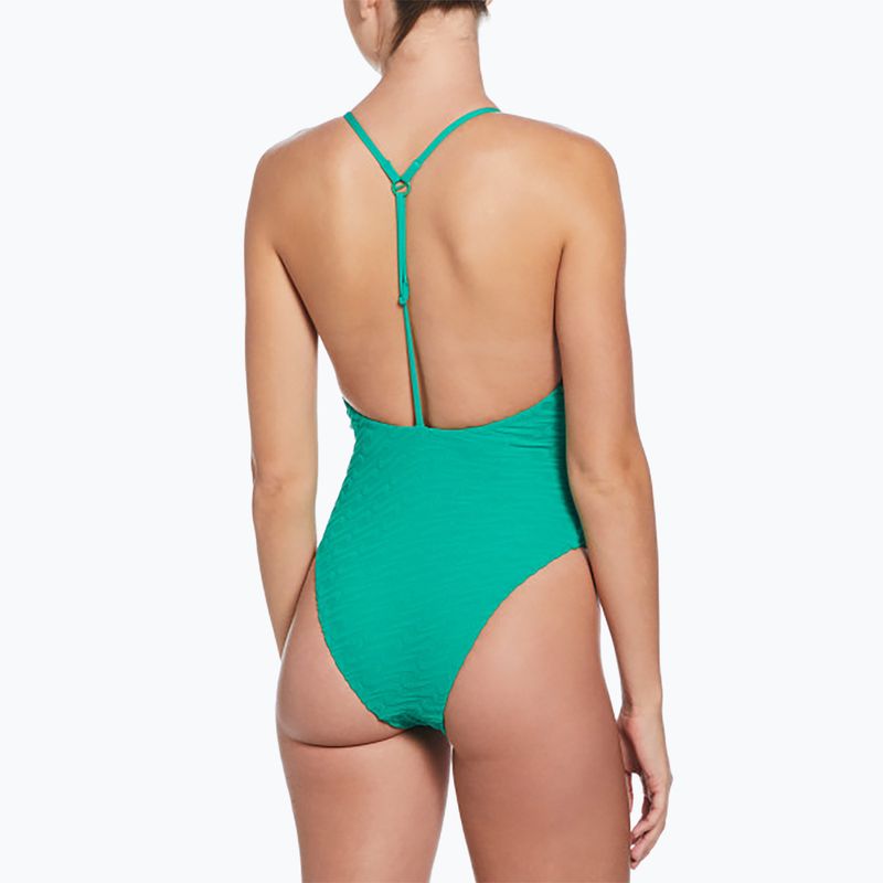 Moteriškas vientisas plaukimo kostiumas Nike Swoosh Link Y-Back stadium green 3