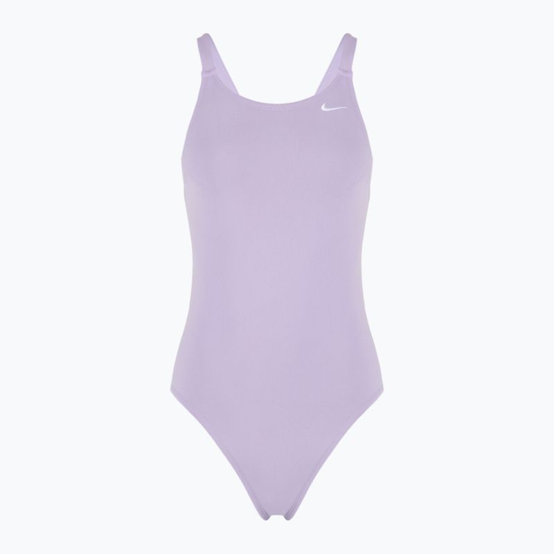 Moteriškas vientisas plaukimo kostiumas Nike Hydrastrong Solid Fastback hydrangeas