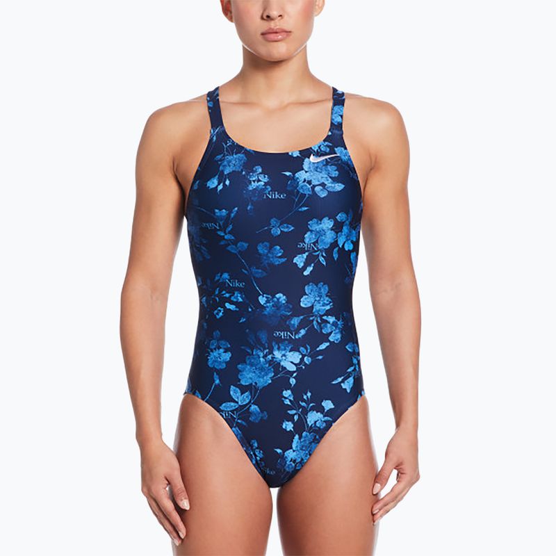 Vientisas moteriškas plaukimo kostiumas Nike Hydrastrong Fastback midnight navy
