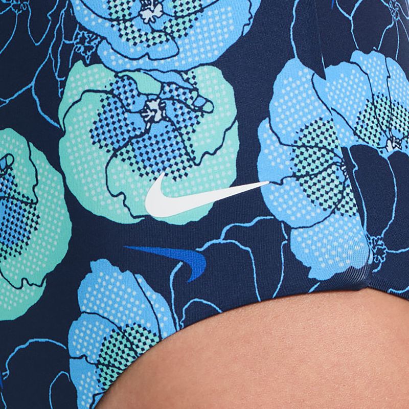 Moteriškas vientisas maudymosi kostiumėlis Nike Poppy Print V-Neck midnight navy 5
