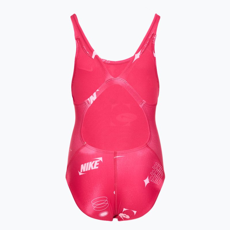 Vaikiškas vientisas maudymosi kostiumėlis Nike Hydrastrong Fastback rush pink 2