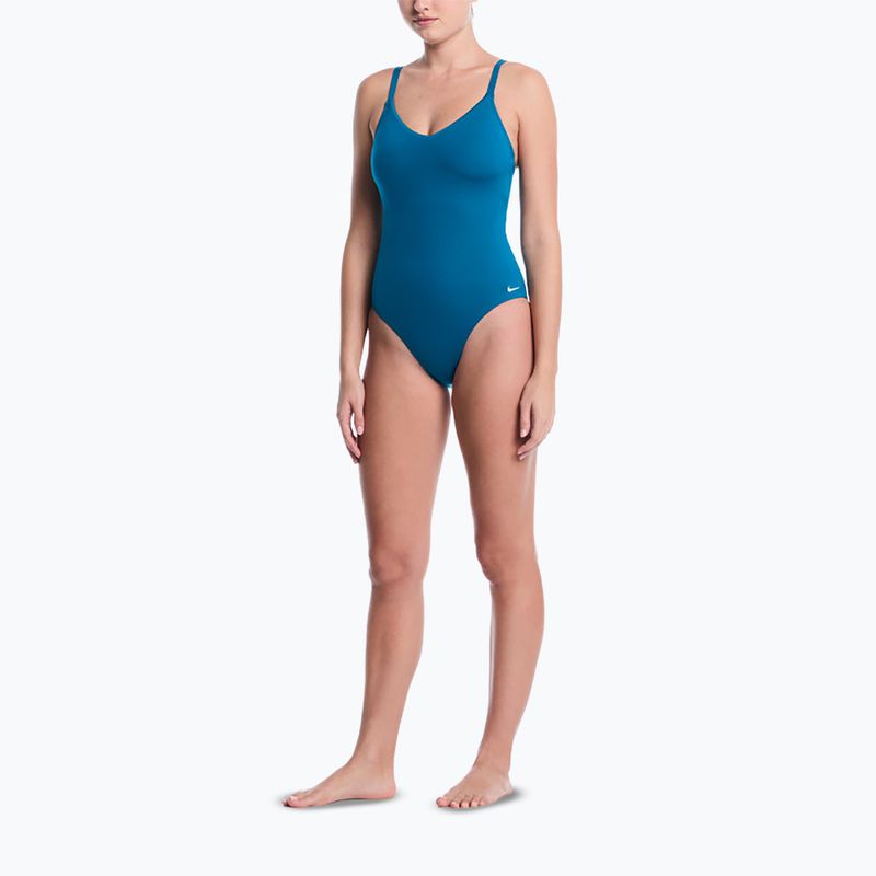 Moteriškas vientisas maudymosi kostiumėlis Nike Essential V-Neck green abyss 2