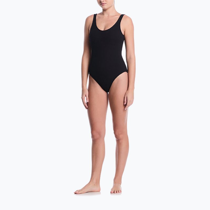 Moteriškas vientisas maudymosi kostiumėlis Nike Shoreline Pucker Scoop Neck black 2