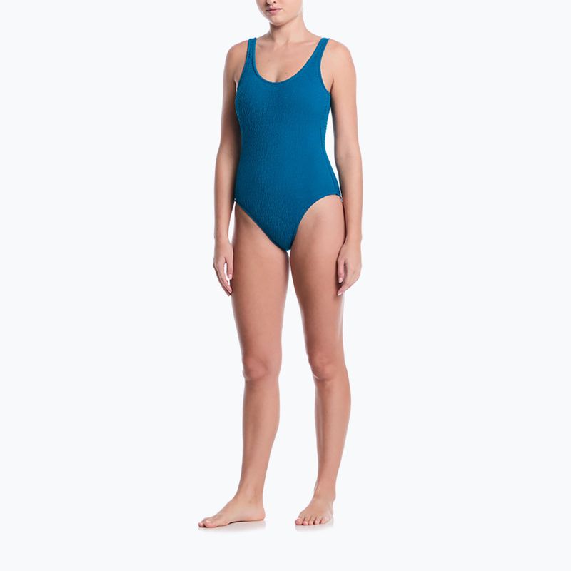 Moteriškas vientisas maudymosi kostiumėlis Nike Shoreline Pucker Scoop Neck black 2