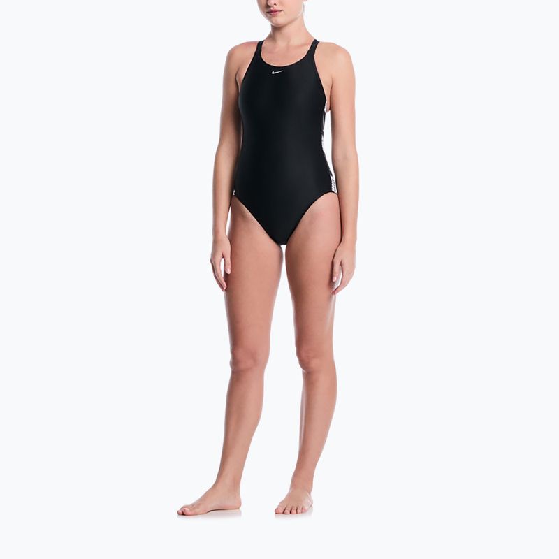 Moteriškas vientisas maudymosi kostiumėlis Nike Logo Tape Fastback black 2