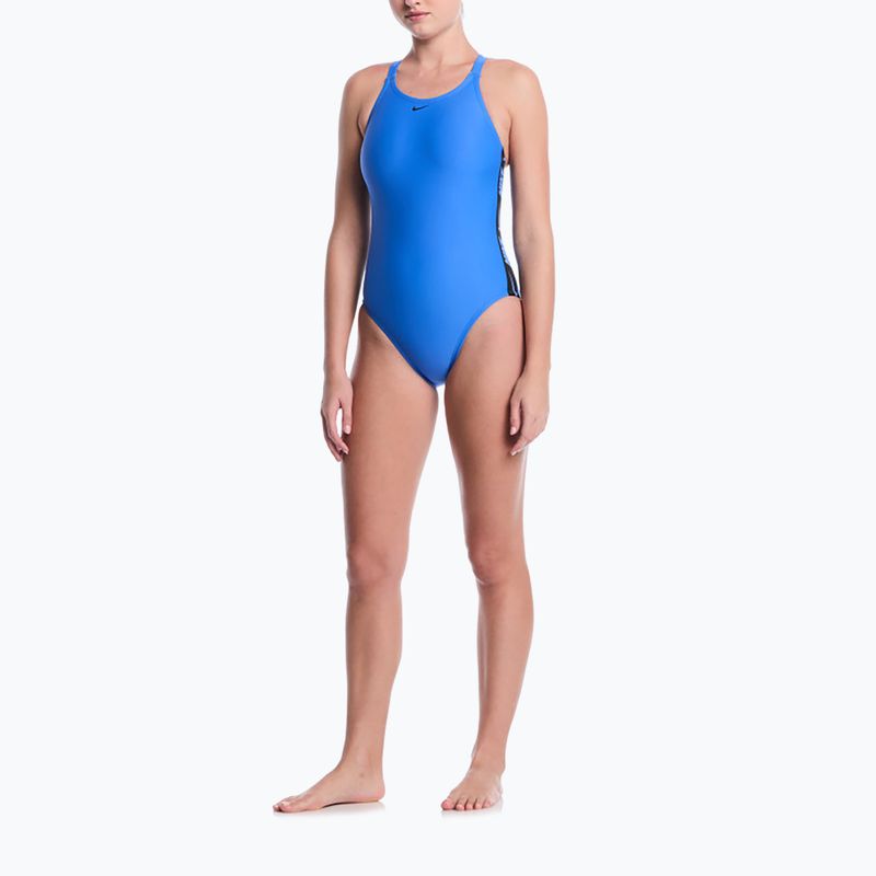 Moteriškas vientisas maudymosi kostiumėlis Nike Logo Tape Fastback blue crystal 2