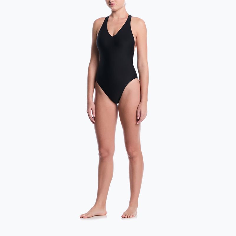 Moteriškas vientisas maudymosi kostiumėlis Nike Hydralock Luxe Sail Boat V-Neck black 2