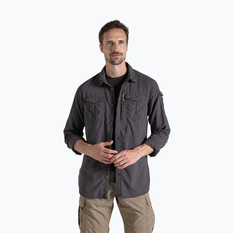Vyriški marškiniai Craghoppers NosiLife Adventure Long Sleeved Shirt III black pepper