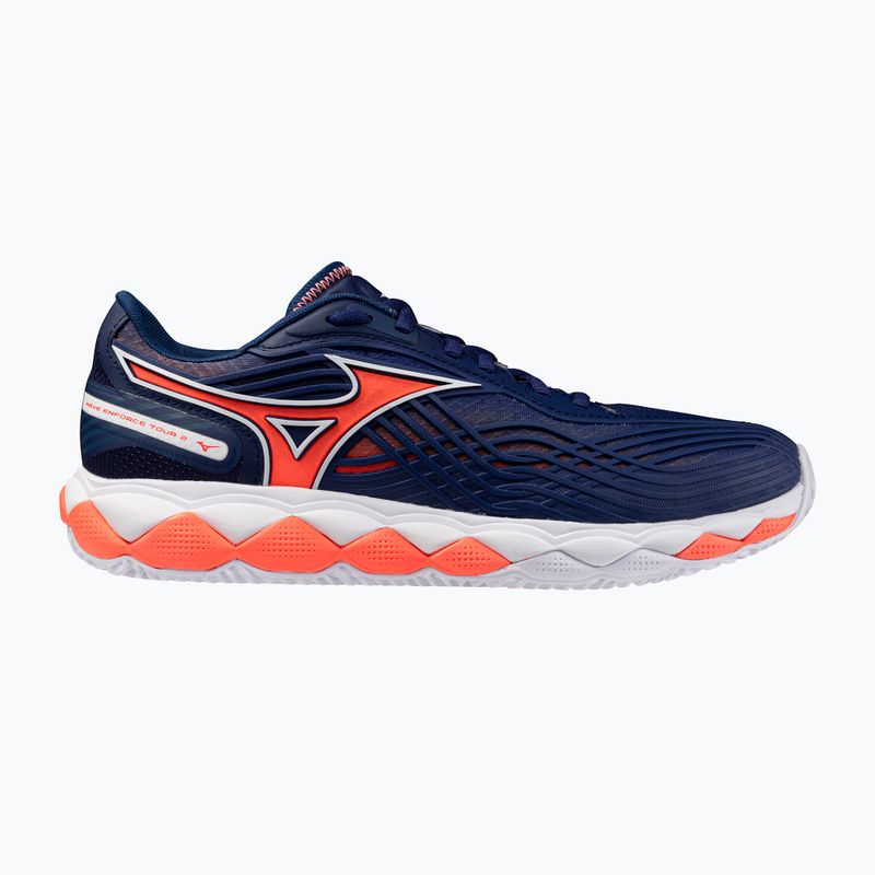 Vyriški teniso batai Mizuno Wave Enforce Tour 2 CC beacon blue/white/lava orange 8