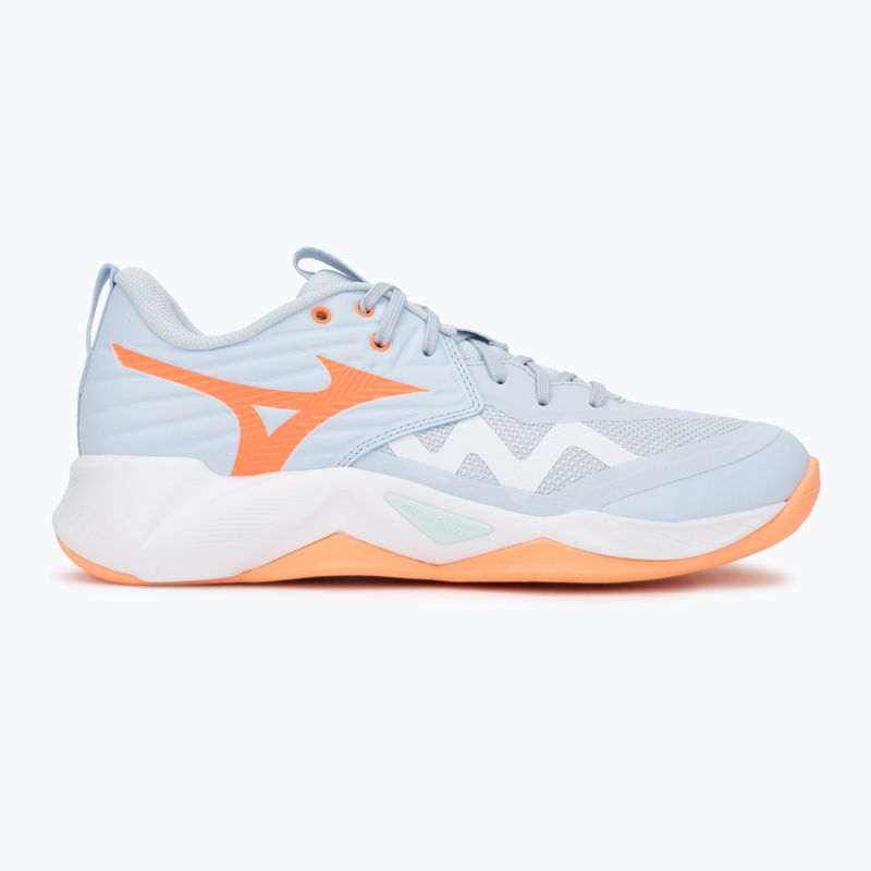 Moteriški tinklinio bateliai Mizuno Wave Momentum Pro blue finch/lava orange/flamingo coral 2