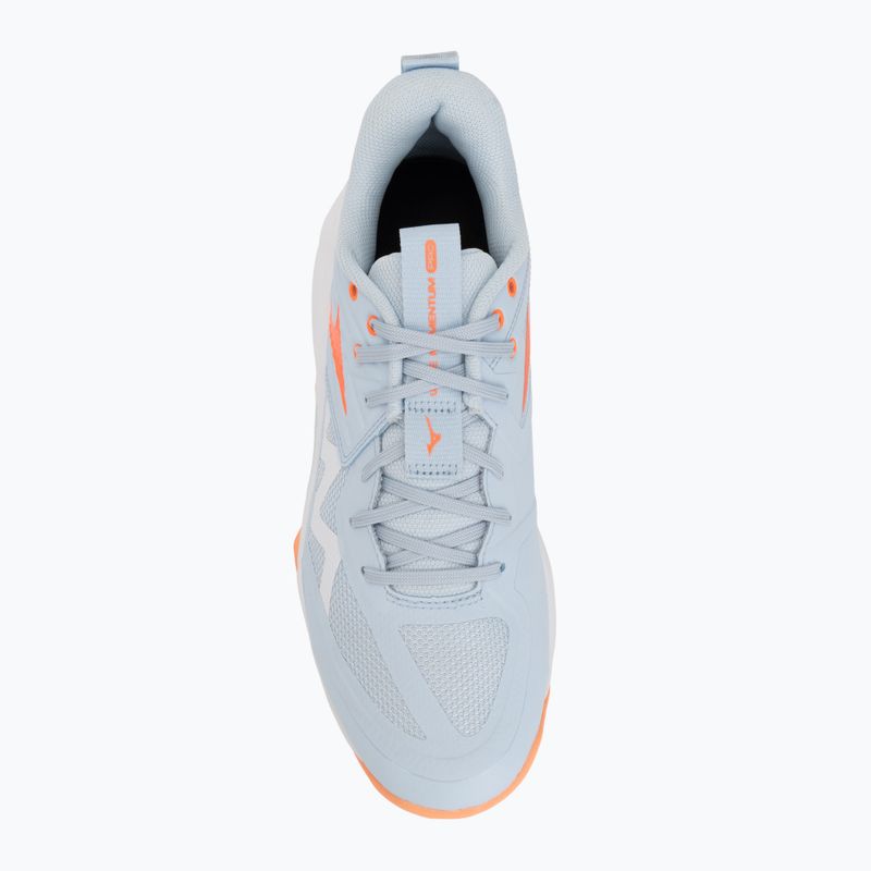 Moteriški tinklinio bateliai Mizuno Wave Momentum Pro blue finch/lava orange/flamingo coral 5