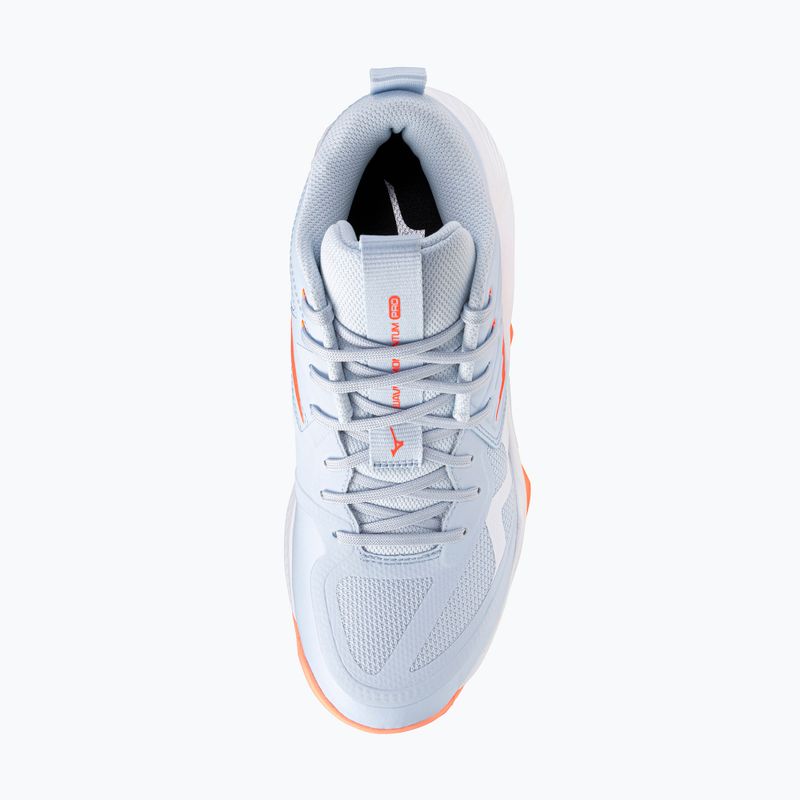 Moteriški tinklinio bateliai Mizuno Wave Momentum Pro Mid blue finch/lava orange/flamingo coral 5