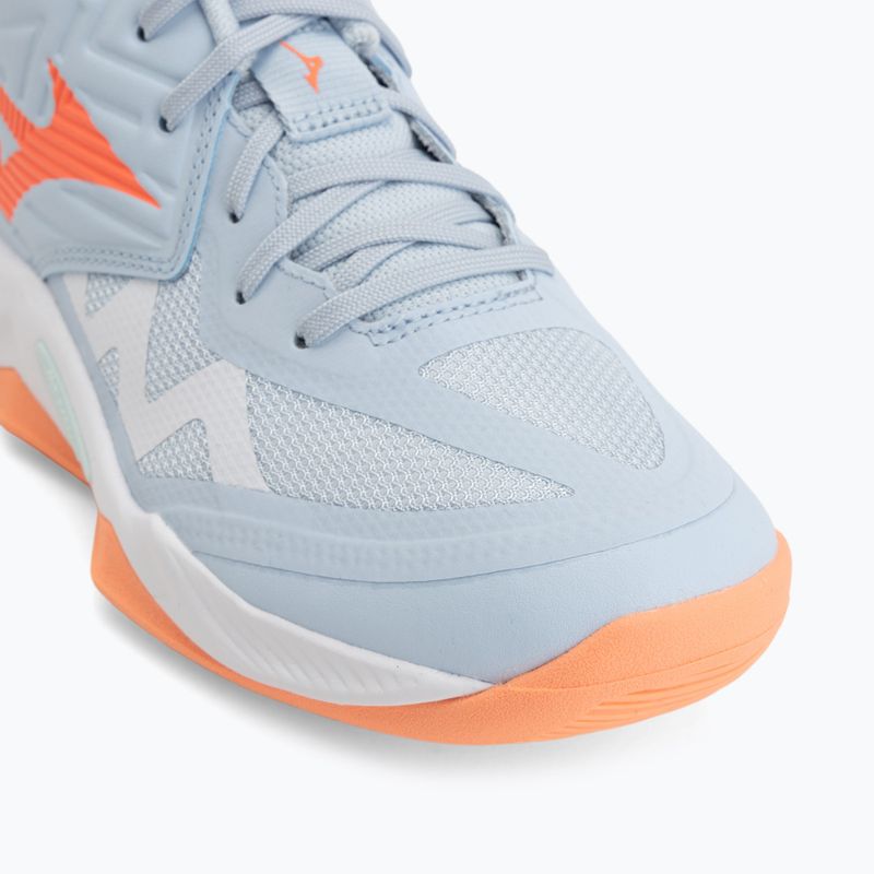 Moteriški tinklinio bateliai Mizuno Wave Momentum Pro Mid blue finch/lava orange/flamingo coral 7