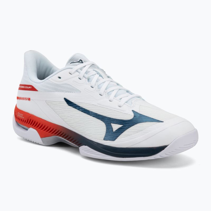 Vyriški teniso batai Mizuno Wave Exceed Court AC white/insignia blue/orange