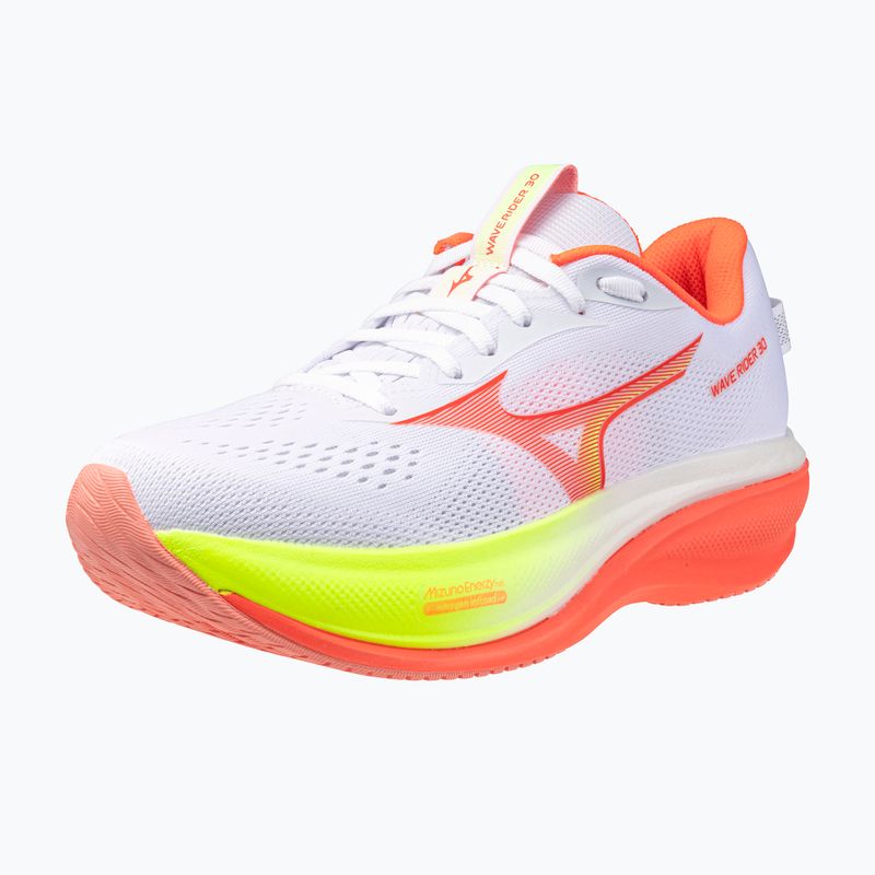 Moteriški bėgimo batai Mizuno Wave Rider 30 white/flamingo coral/lime pulp 3