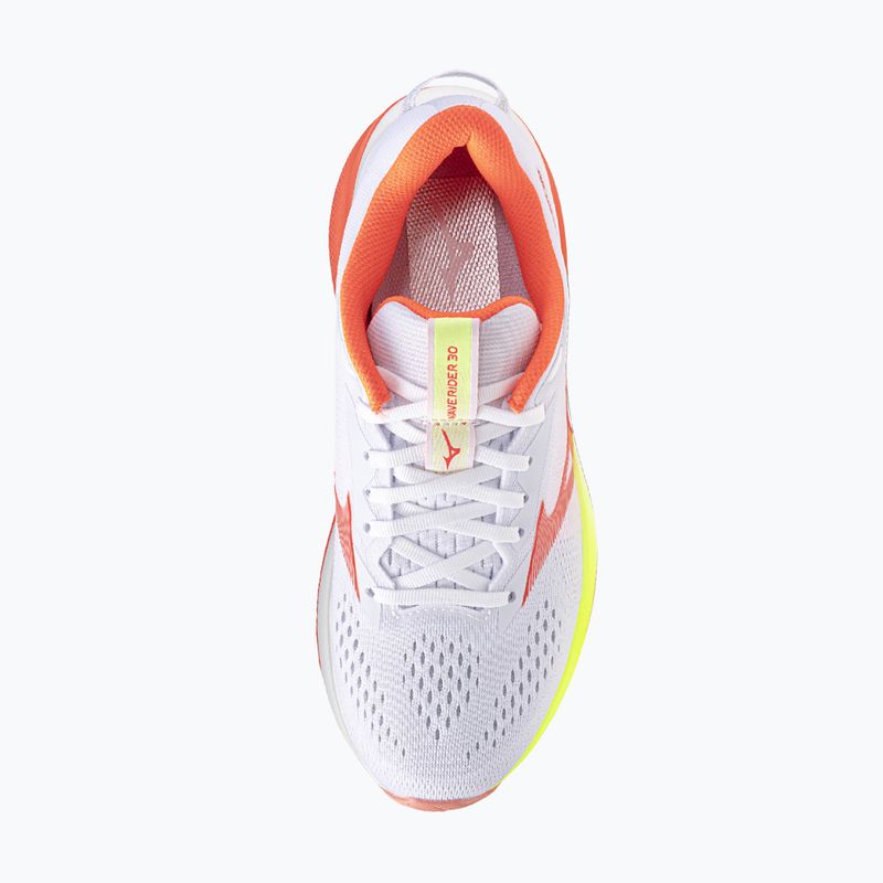 Moteriški bėgimo batai Mizuno Wave Rider 30 white/flamingo coral/lime pulp 7