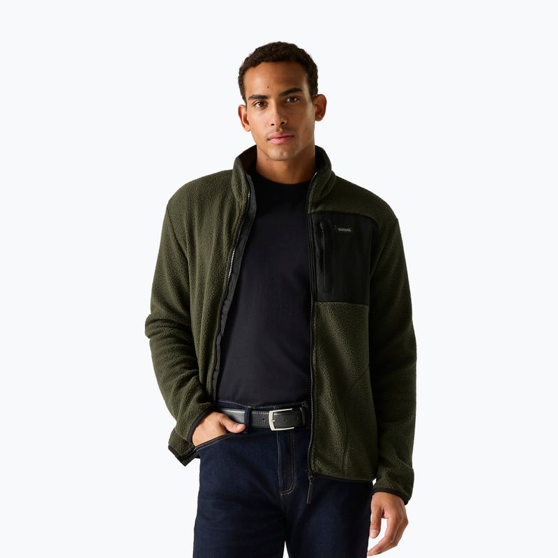 Vyriškas flisinis džemperis REGATTA Frankie Borg dark khaki/black 4