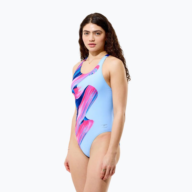 Moteriškas vientisas maudymosi kostiumėlis Speedo FL Placement Printed Powerback brushy shadows/cruise 4