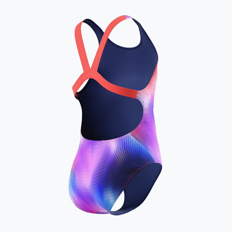Vaikiškas vientisas maudymosi kostiumėlis Speedo Allover Print Leaderback post it pink 2